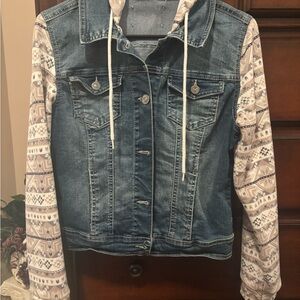 Wallflower Blue Denim Jacket with Patterned Sleeves